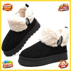 Women's Platform Ankle Boots Faux Fur Lined Snow Boots Winter Shoes